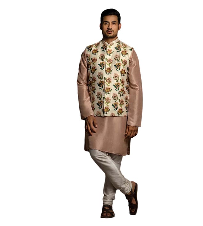 Buy PS Men by Payal Singhal Blush Kurta with Off White Churidar - Set of 2  online