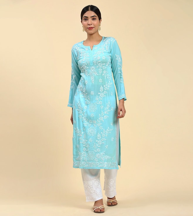 Buy Jaipur Kurti Women Navy Blue Printed Kurta With Trousers - Kurta Sets  for Women 2147883 | Myntra