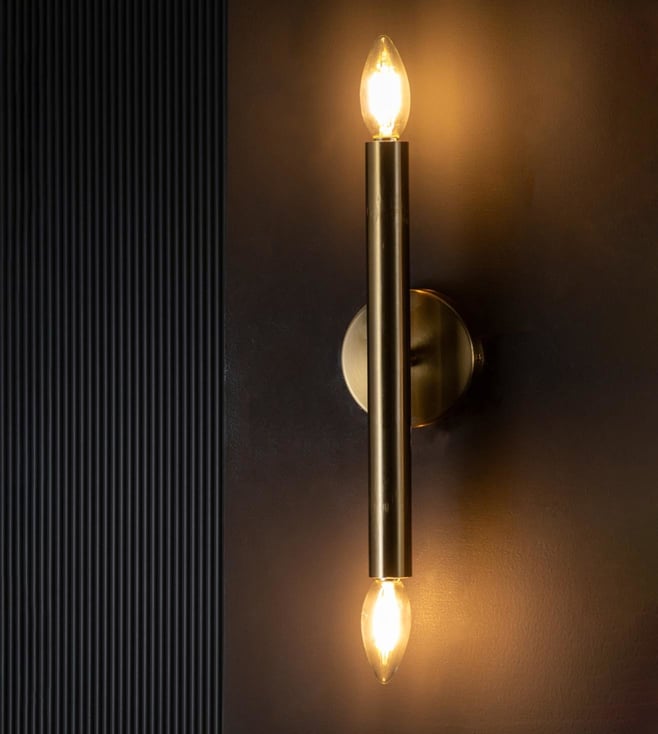 Whispering Homes Modern Glowing Gold Metal Tube Wall Sconce