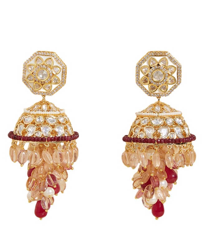 Buy Gold Polki Jhumkastone Jhumkaindian Jewelryindian Jhumka Online in  India  Etsy