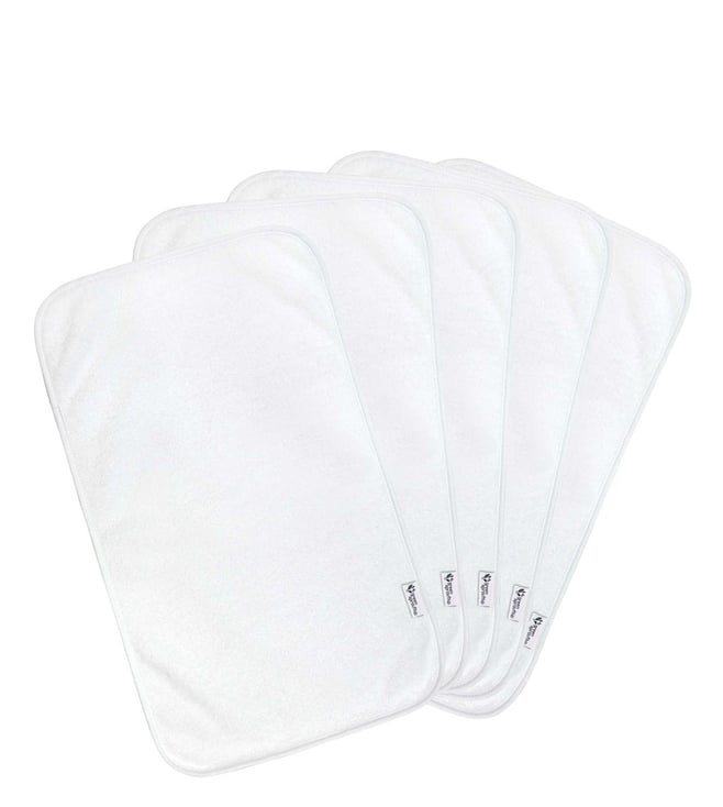  green sprouts Muslin Face Cloths Made from Organic Cotton  (5-Pack), White Set : Baby