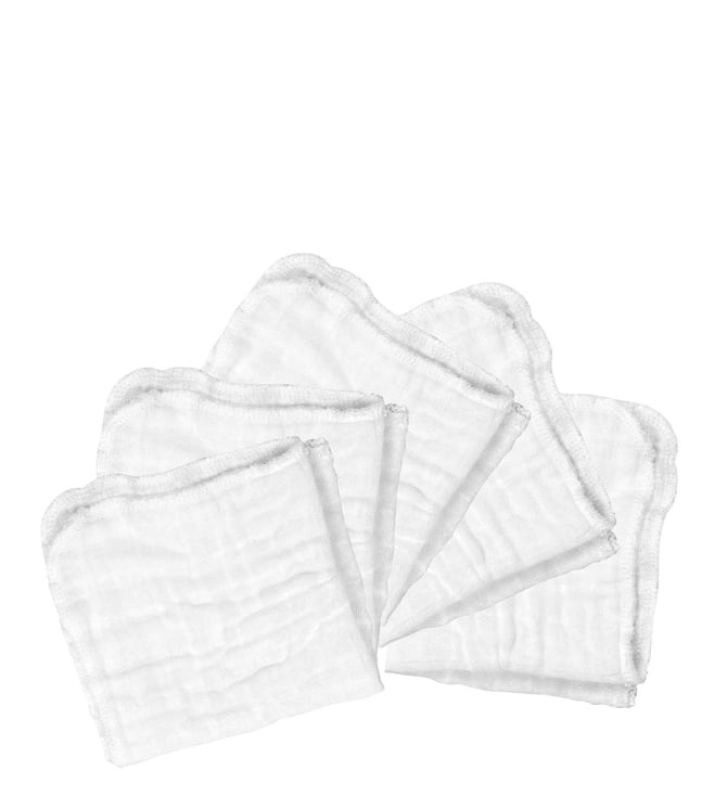  green sprouts Muslin Face Cloths Made from Organic Cotton  (5-Pack), White Set : Baby