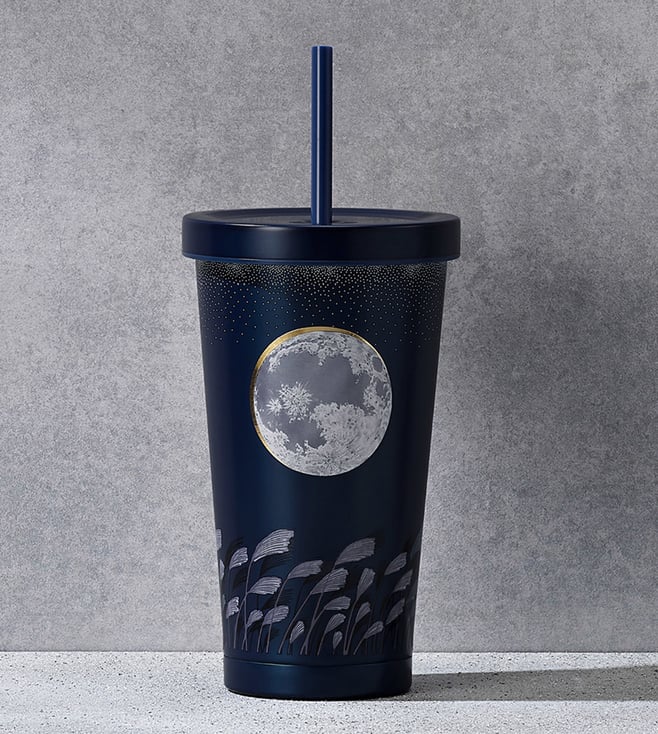 Starbucks 473ml/16oz Gradient Blue Double-Lid Stainless Steel Straw Cup