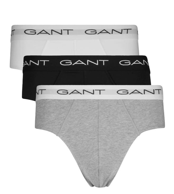 Buy Gant Grey Melange Logo Regular Fit Briefs - Pack of 3 for Men Online @ Tata  CLiQ Luxury