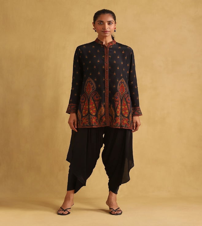 Buy Ritu Kumar Black Satin Draped Dhoti Salwar for Women Online Tata