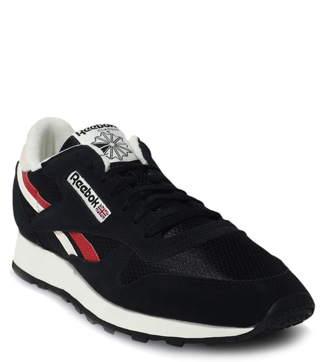 Reebok black classic leather hot sale trainers