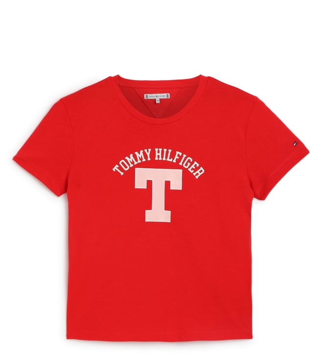 Tommy Hilfiger Girls' Short Sleeve Boxy Fit T-Shirt with Logo Print