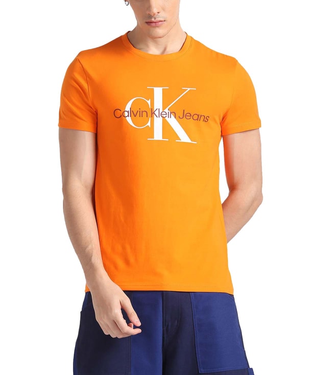 Calvin Klein Jeans Vibrant Orange Slim Fit T-Shirt