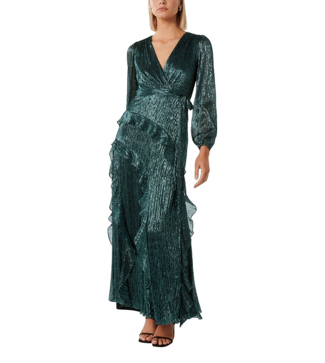 green emerald velvet dress Arabella Embroidered Tulle Maxi Dress main image 1