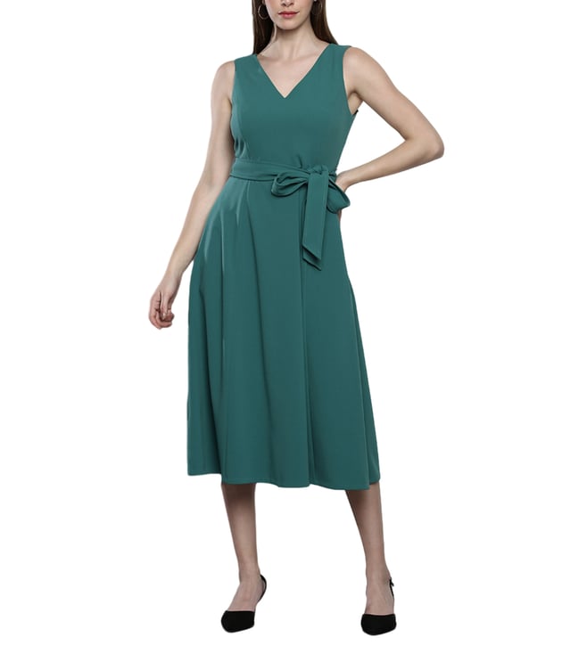 Buy Calvin Klein Polyester Solid Teal Dress for Women Online Tata CLiQ Luxury