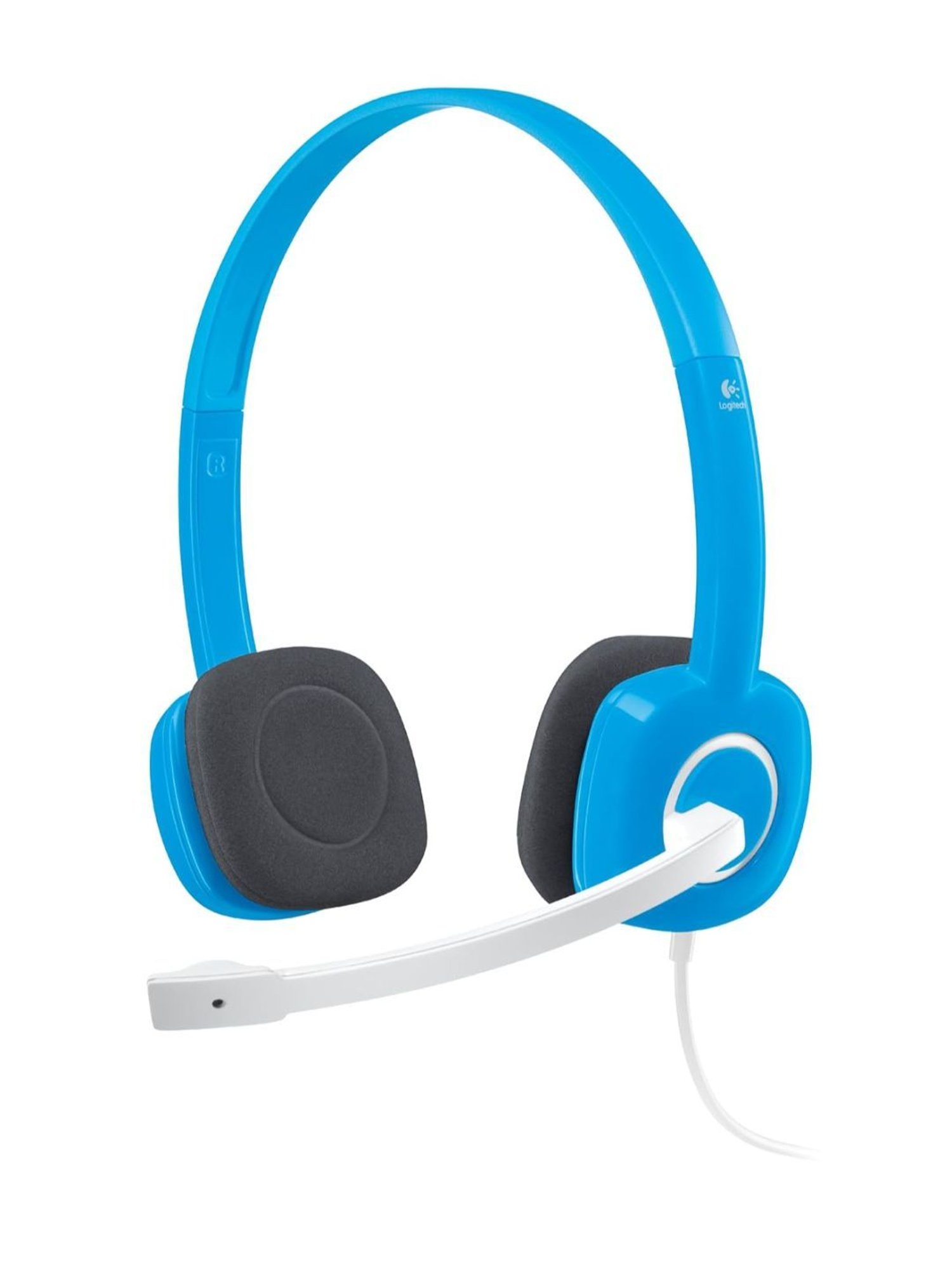 Blue and white outlet headset