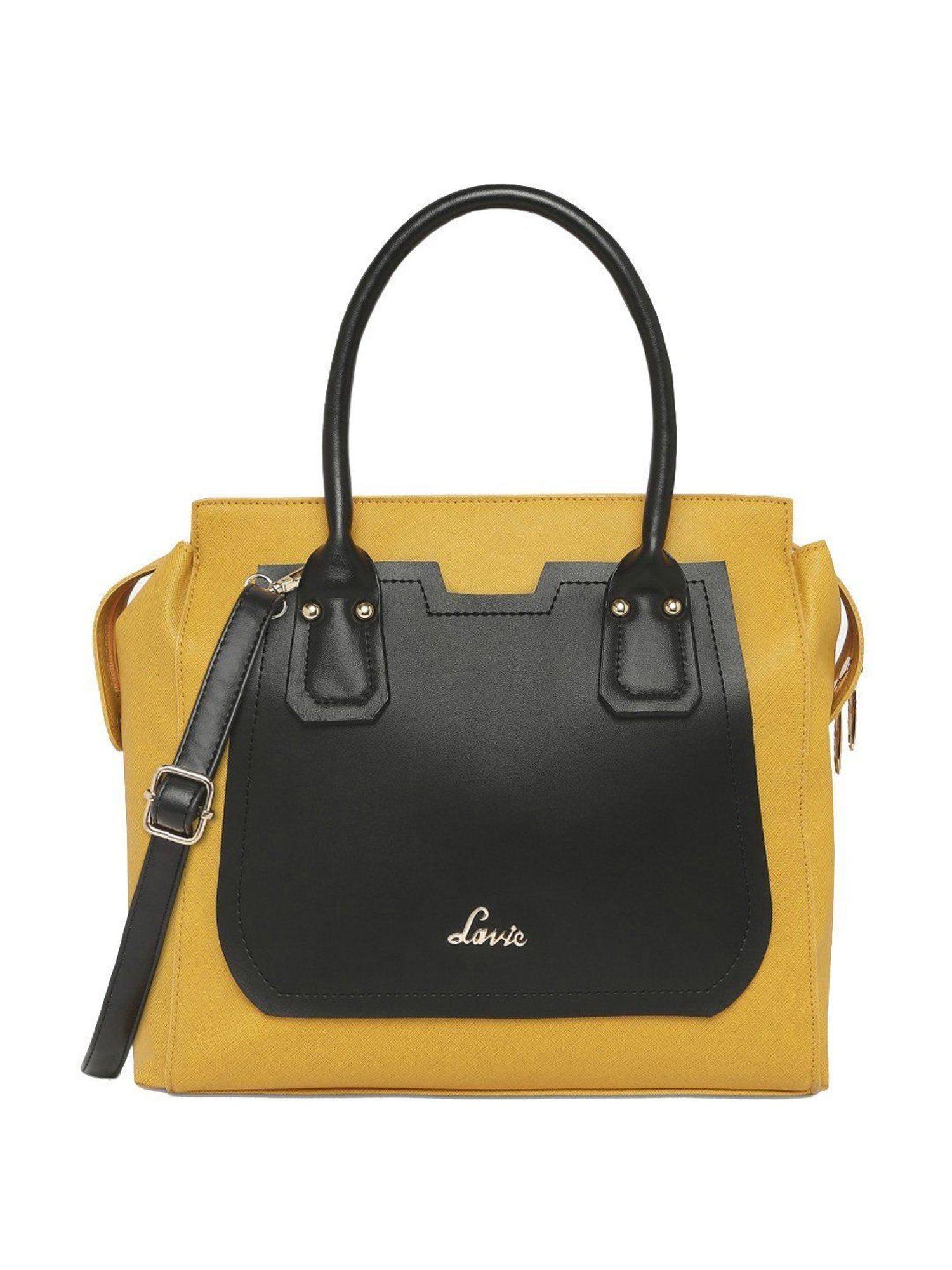 Buy Lavie Cassie Yellow Black Solid Large Handbag For Women At