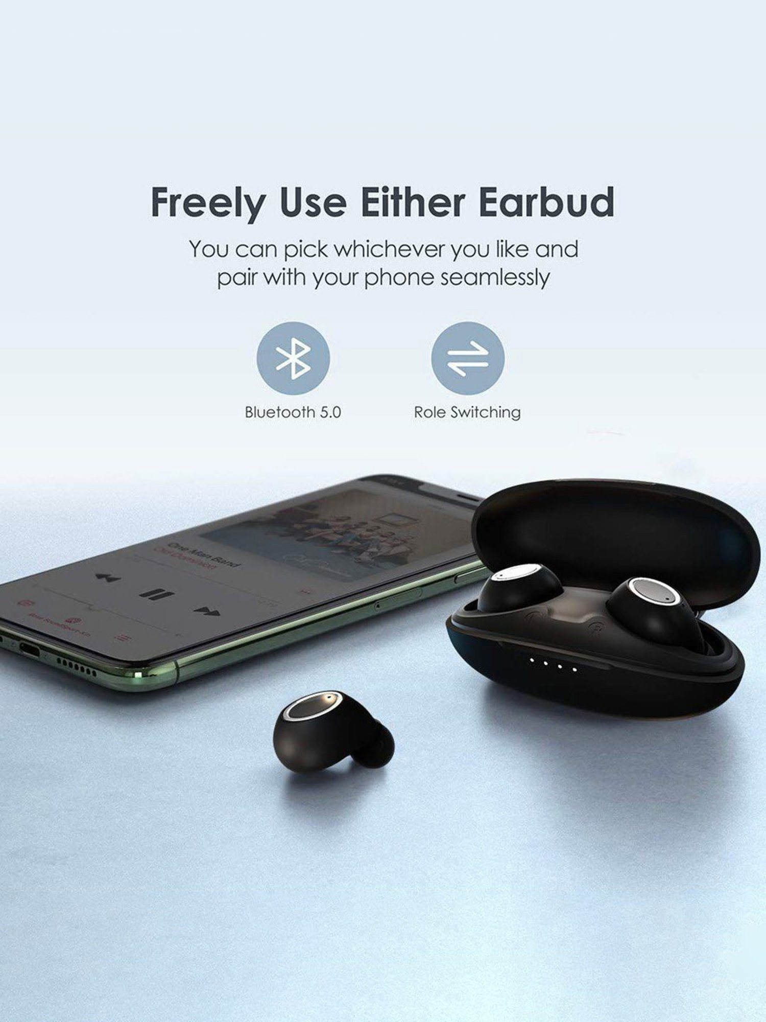 Buy bazzpod Bean True Wireless EarPods with Mic Matte Black