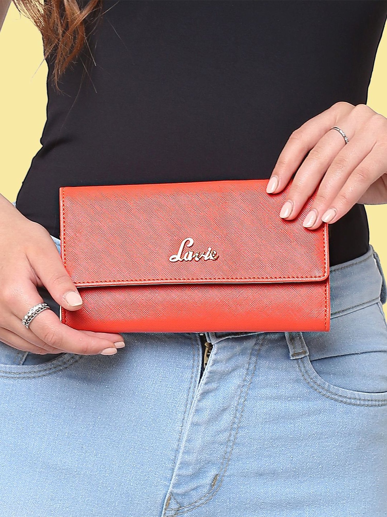 Buy Lavie Trifiano Pink Solid Tri Fold Wallet for Women Online At