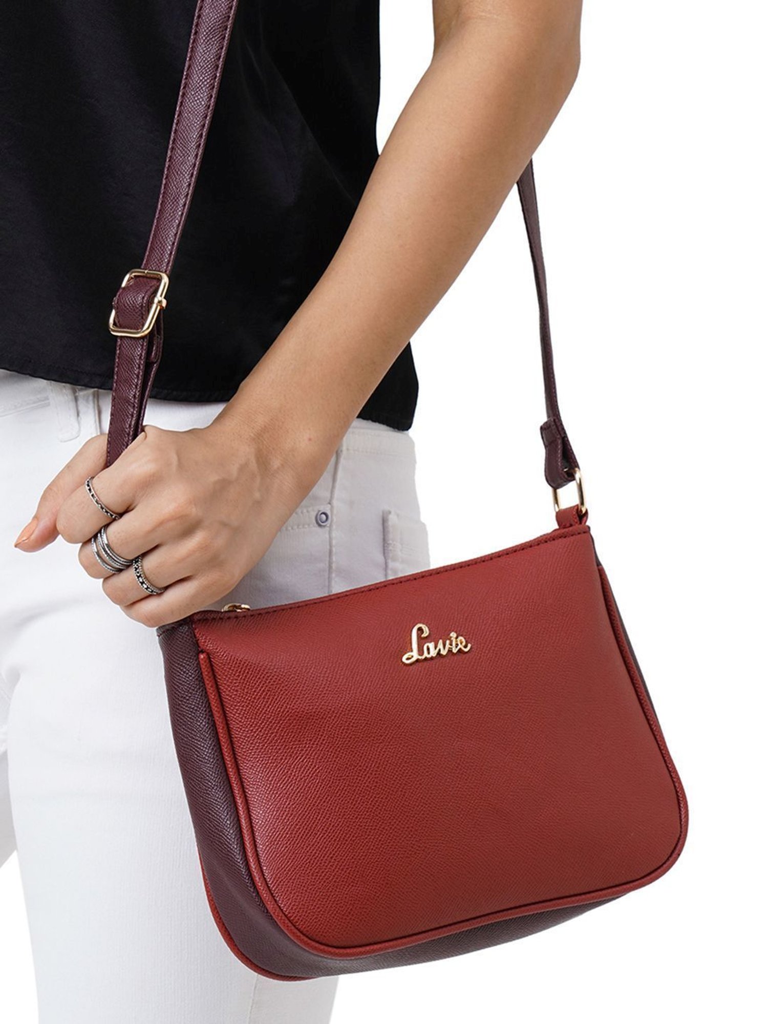 Lavie red solid shoulder on sale bag