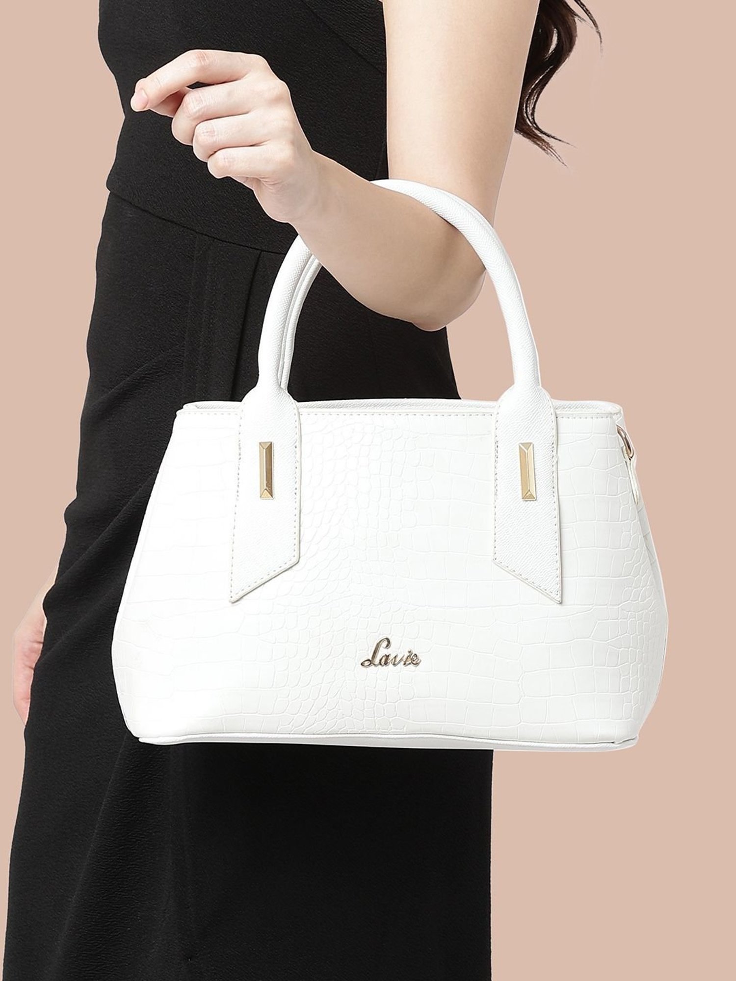 Buy Lavie White Textured Large Handbag Online At Best Price Tata