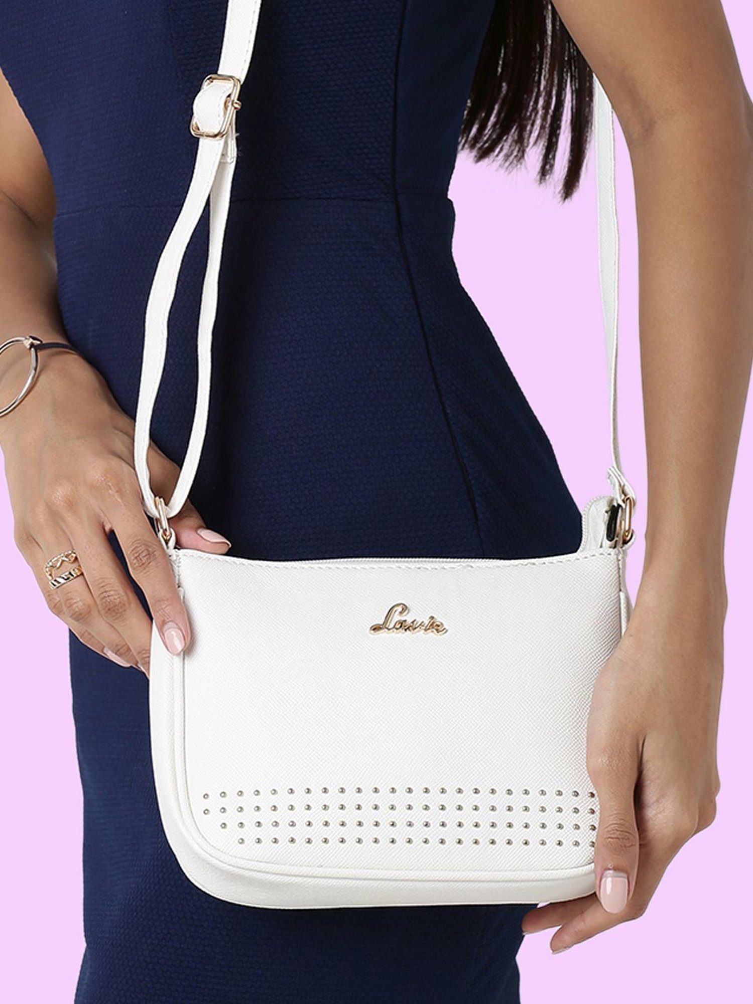 Buy Lavie White Rivets Small Sling Handbag Online At Best Price