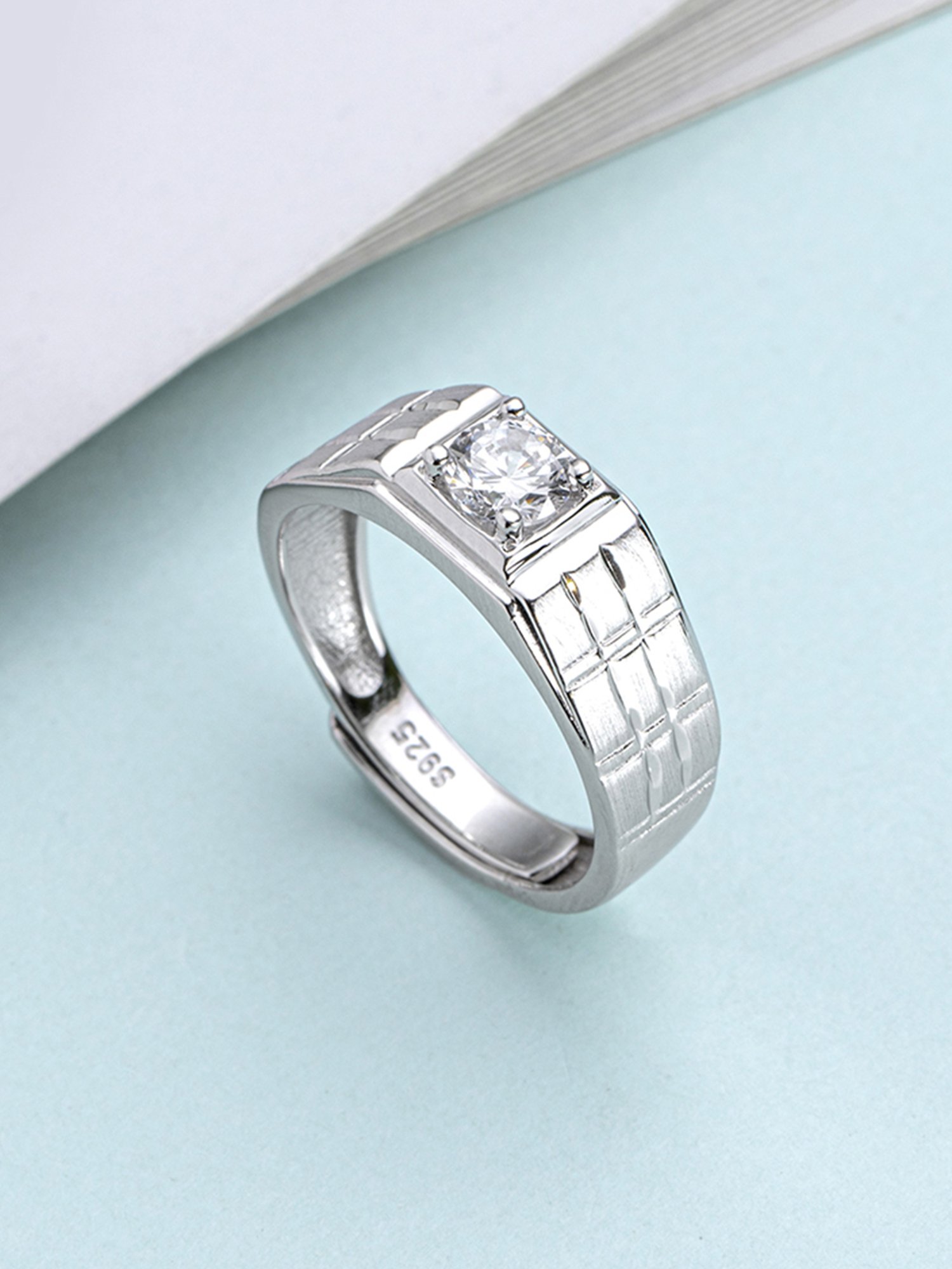 Buy Zavya 92.5 Sterling Silver Ring for Men in Rhodium-Plating