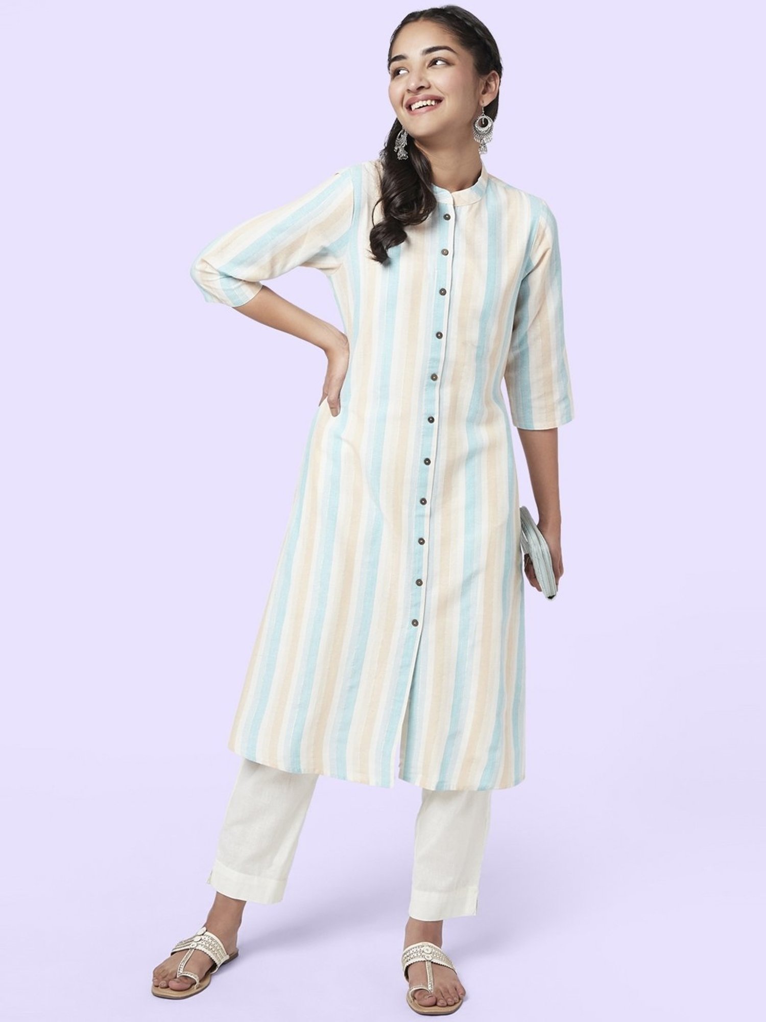 YU by Pantaloons Off-White Printed A Line Kurta