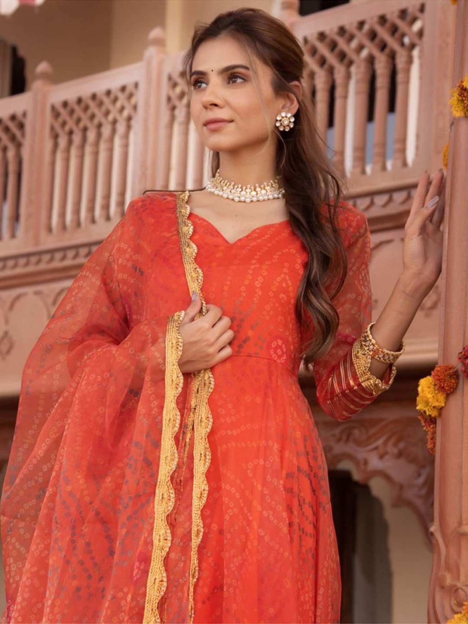 Orange on sale frock suit