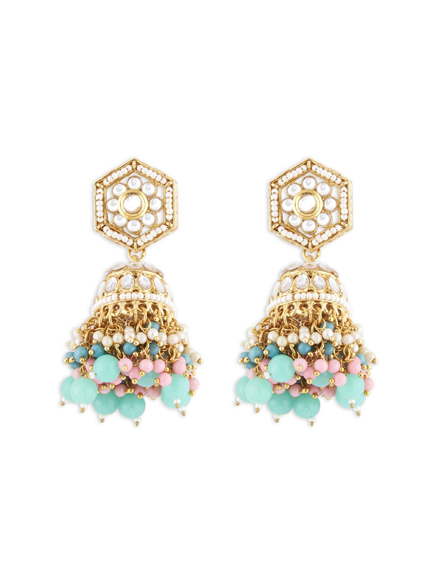 Zaveri Pearls Set Of 25 Gold Tone Smart Casual Wear Studs & Hoop Earrings  For Women-