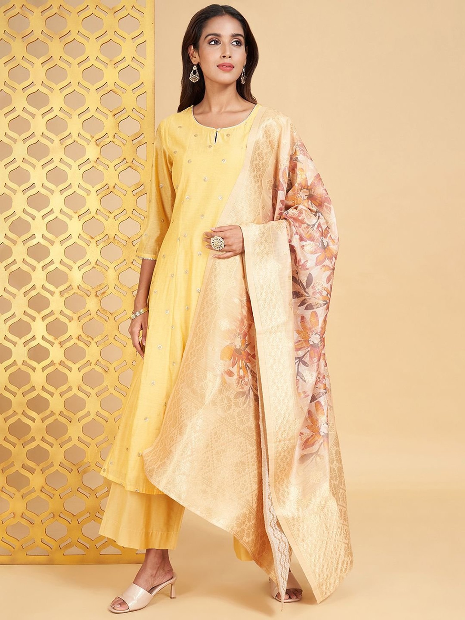 Buy Trishaa by Pantaloons Women's Cotton Straight Salwar Suit Set  (110025912_Pink_XXL) at Amazon.in
