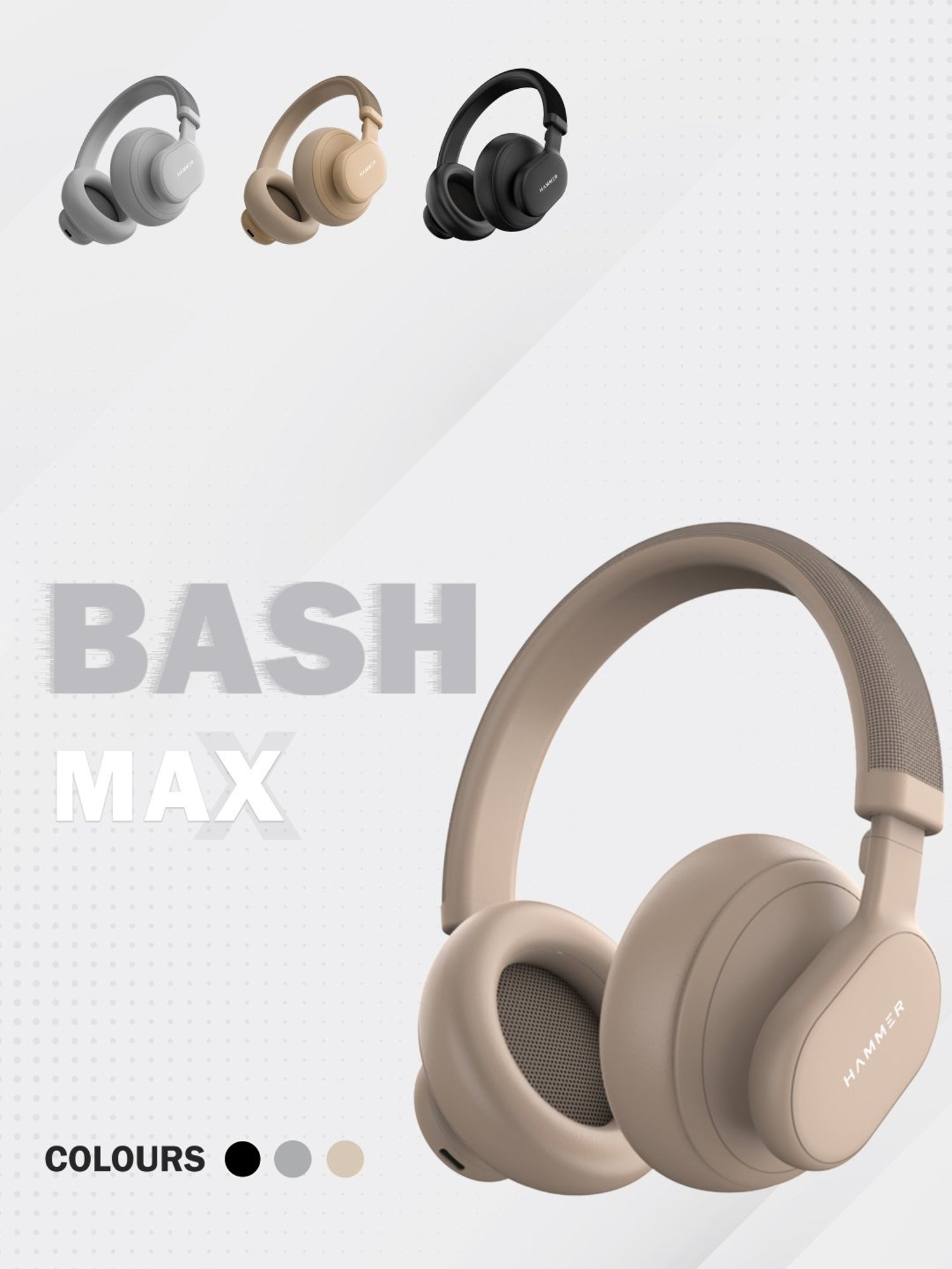 Hammer Bash Max Over The Ear Wireless Bluetooth Headphones with