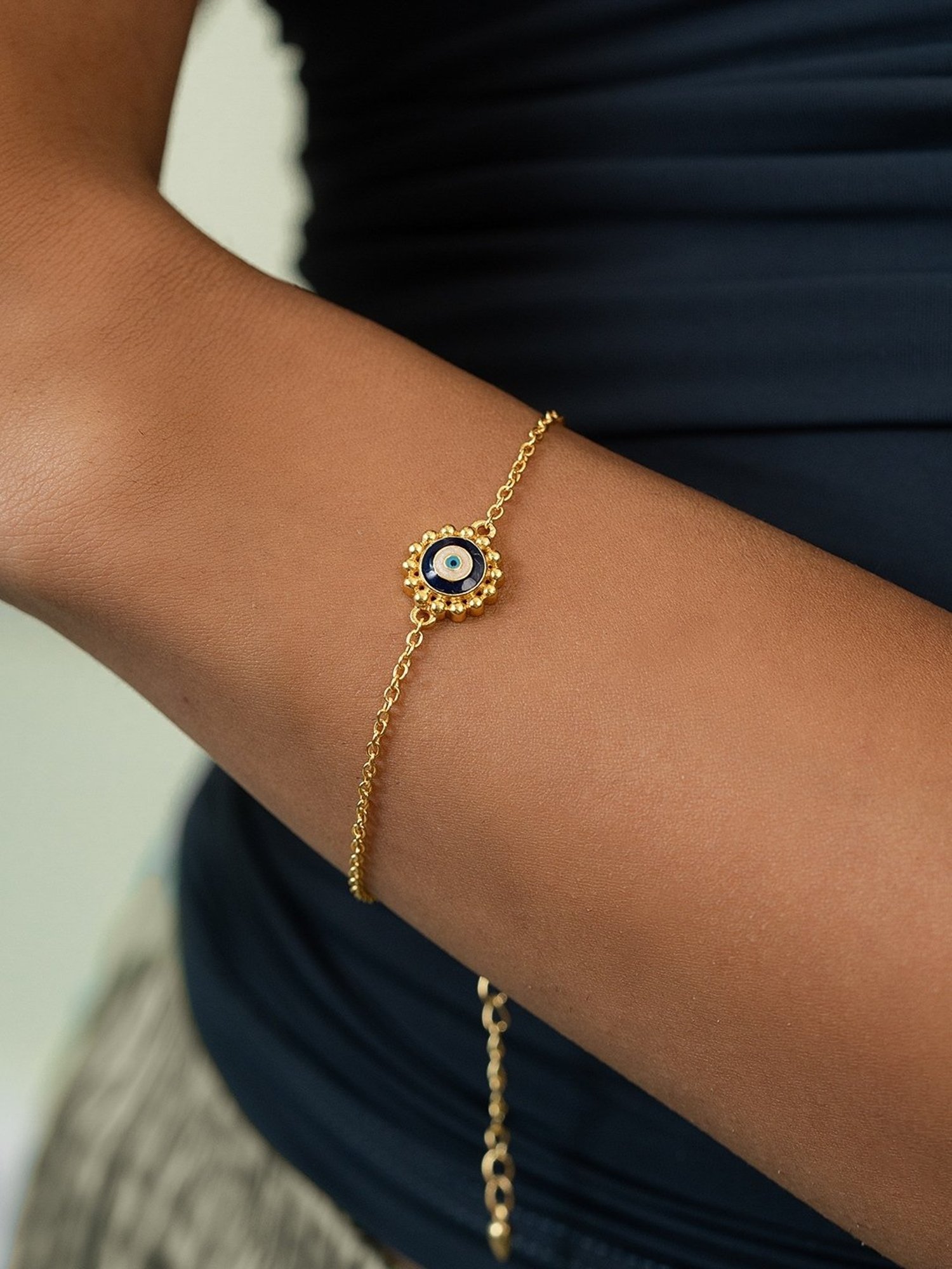 Buy SHAYA BY CARATLANE Stare All Day Evil Eye Bracelet in Gold Plated 925  Silver | Shoppers Stop