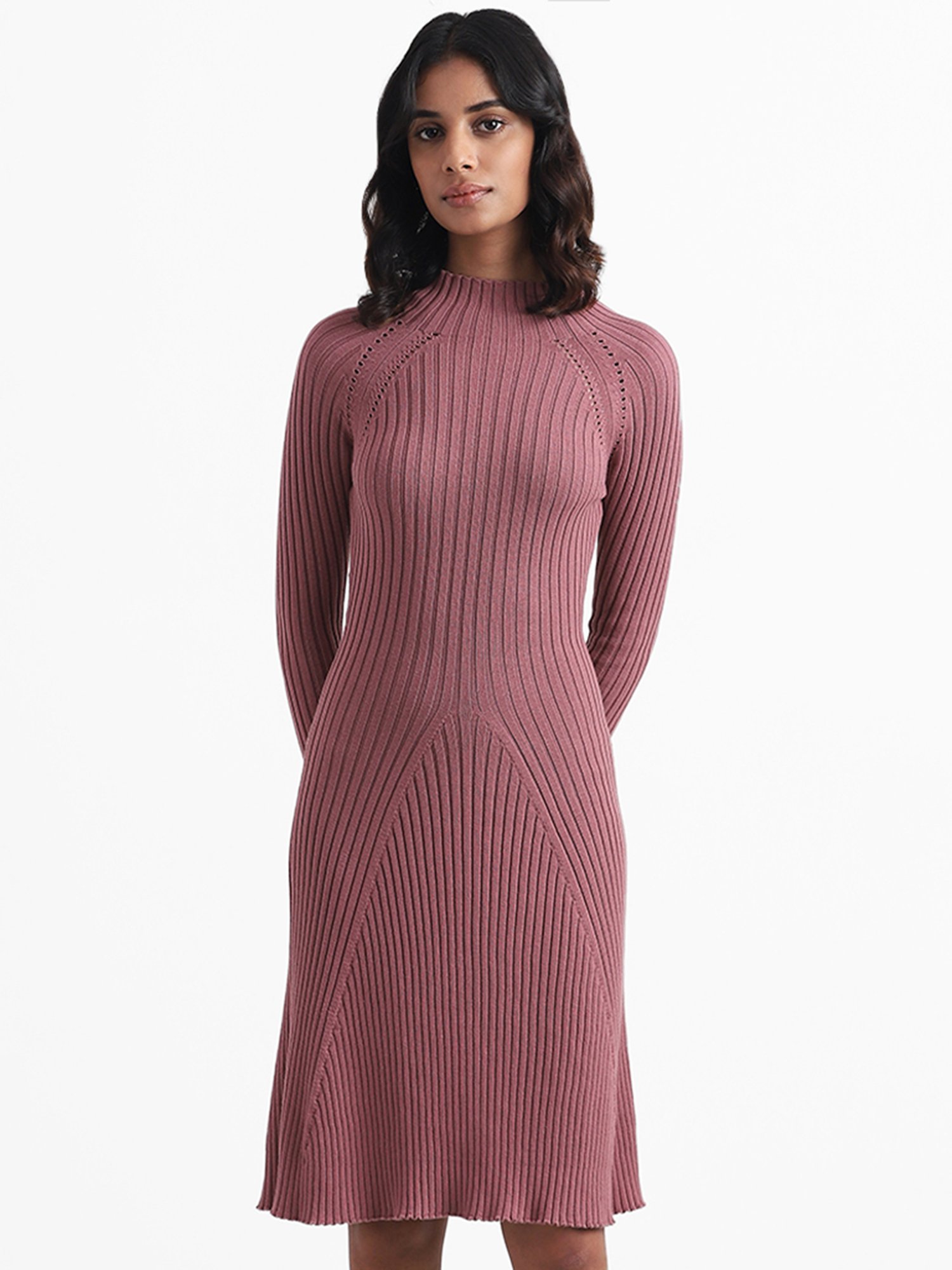 princess polly baby blue dress KESSIE SWEATER DRESS DARK BURGUNDY