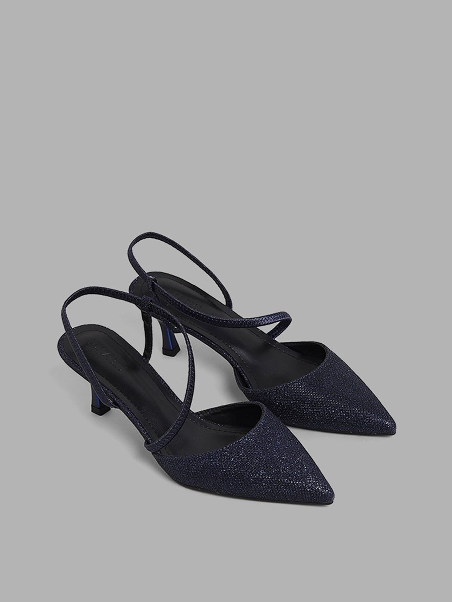 LUNA BLU by Westside Navy Shimmer Slingback Heel Shoes