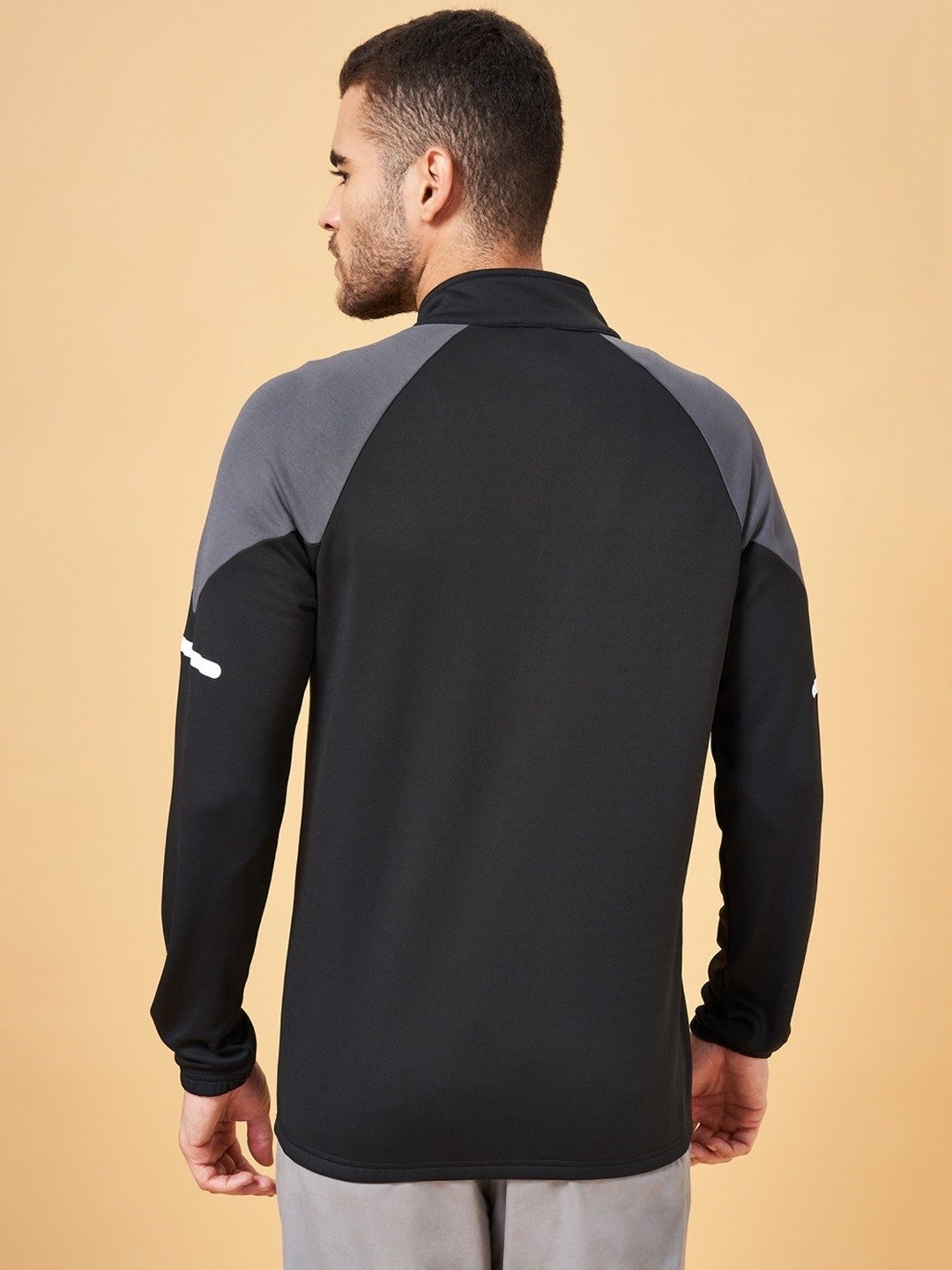Urban Ranger by Pantaloons Grey & Black Regular Fit Colour Block Sweatshirt