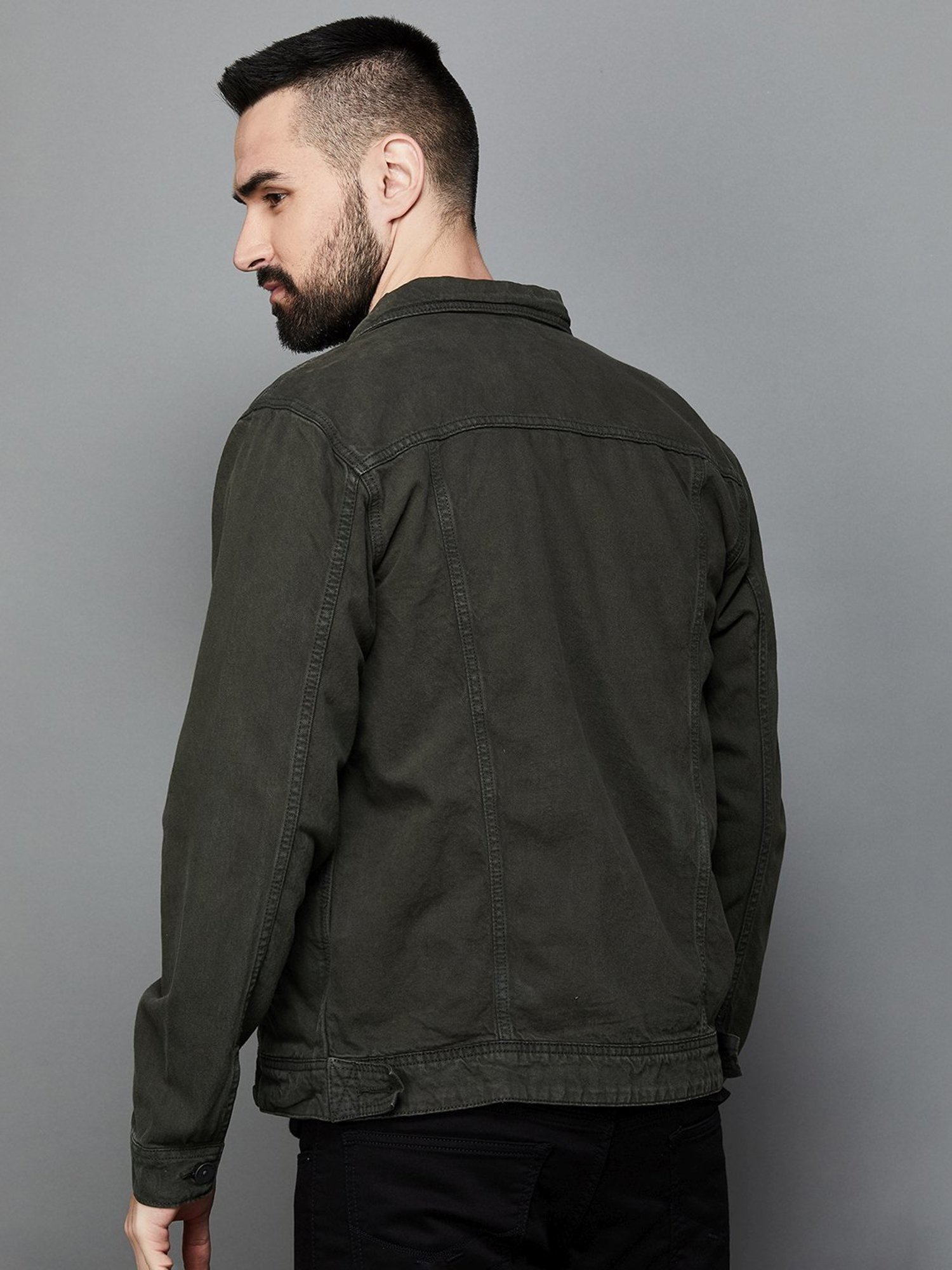 Forca by Lifestyle Olive Cotton Regular Fit Jacket