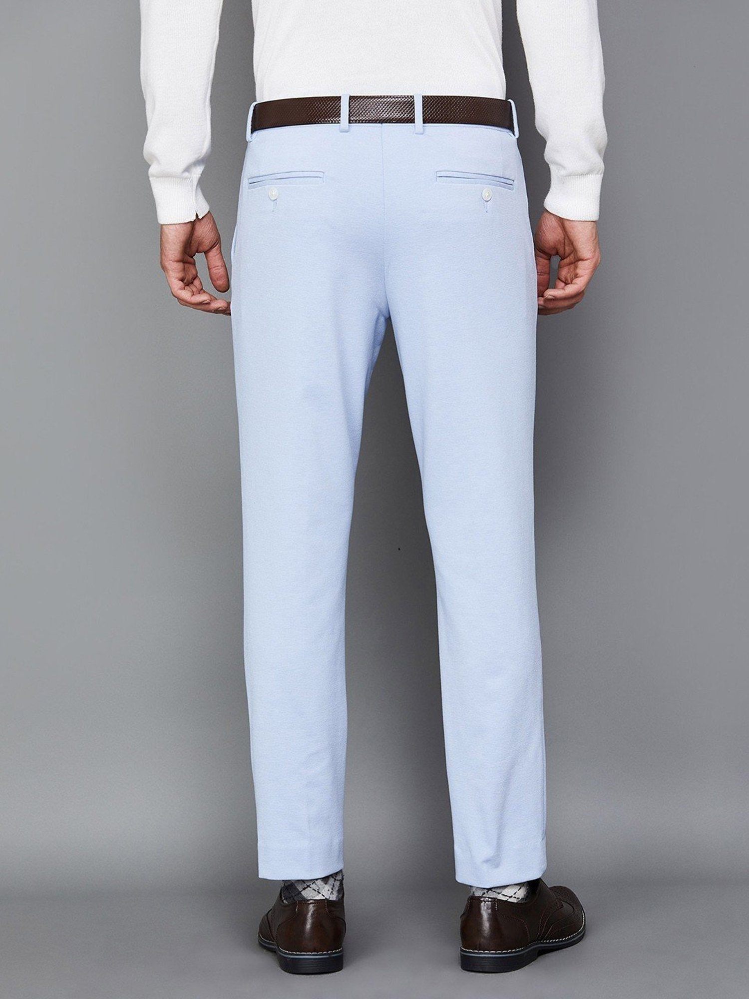 Buy KRAUS Light Blue Solid Tencel Relaxed Fit Women's Pants | Shoppers Stop