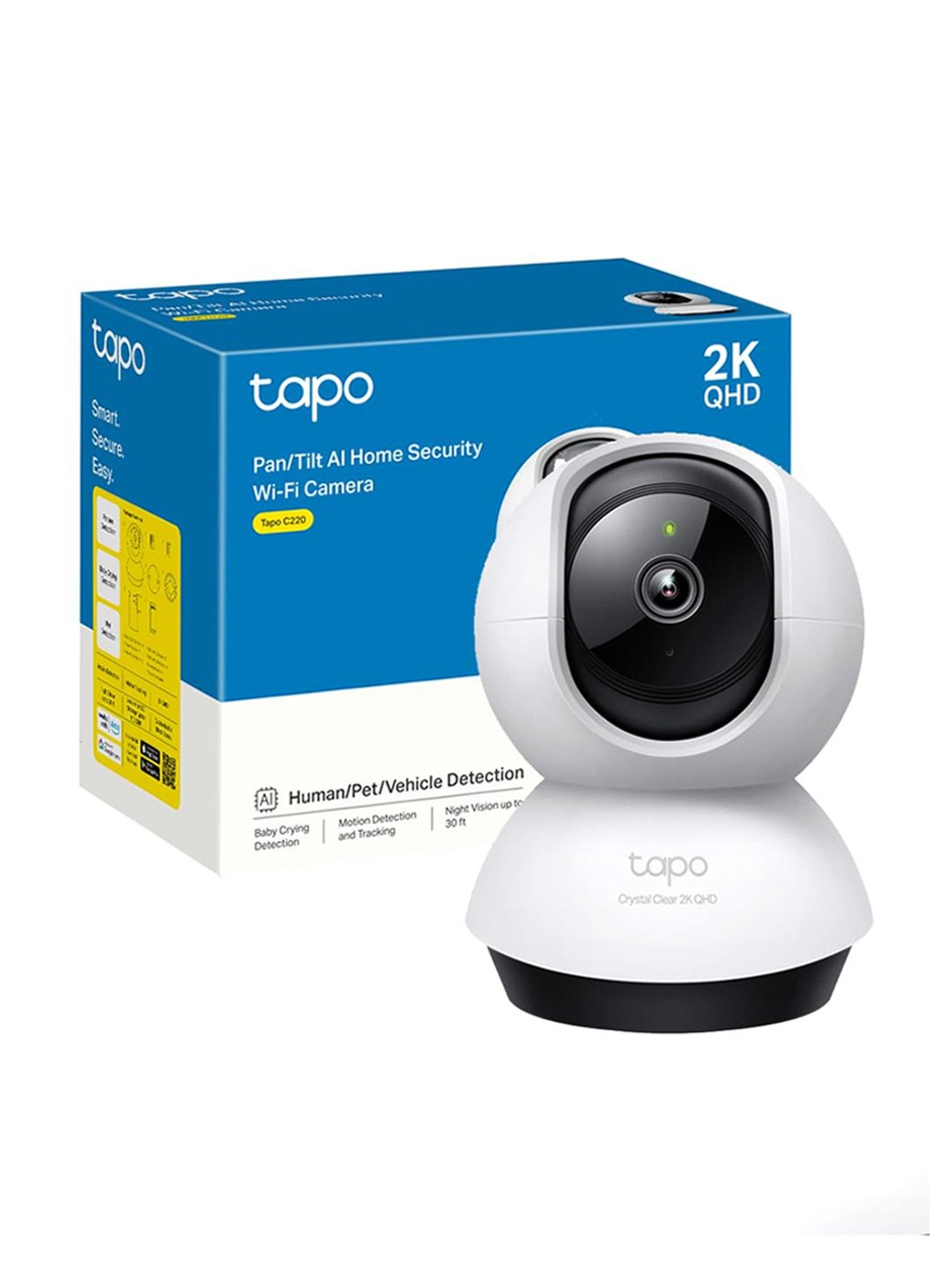 Buy Ipohonline TP-Link Tapo C220 2K 4MP QHD Pan Tilt AI Home Security Wi-Fi  CCTV ONVIF IP Camera online