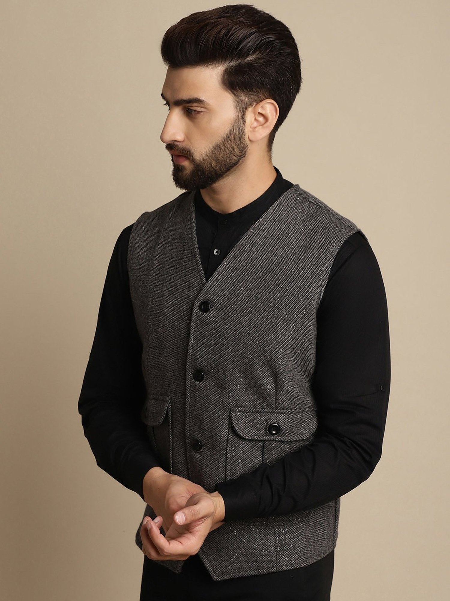 Even Dark Grey Regular Fit V Neck Waistcoat