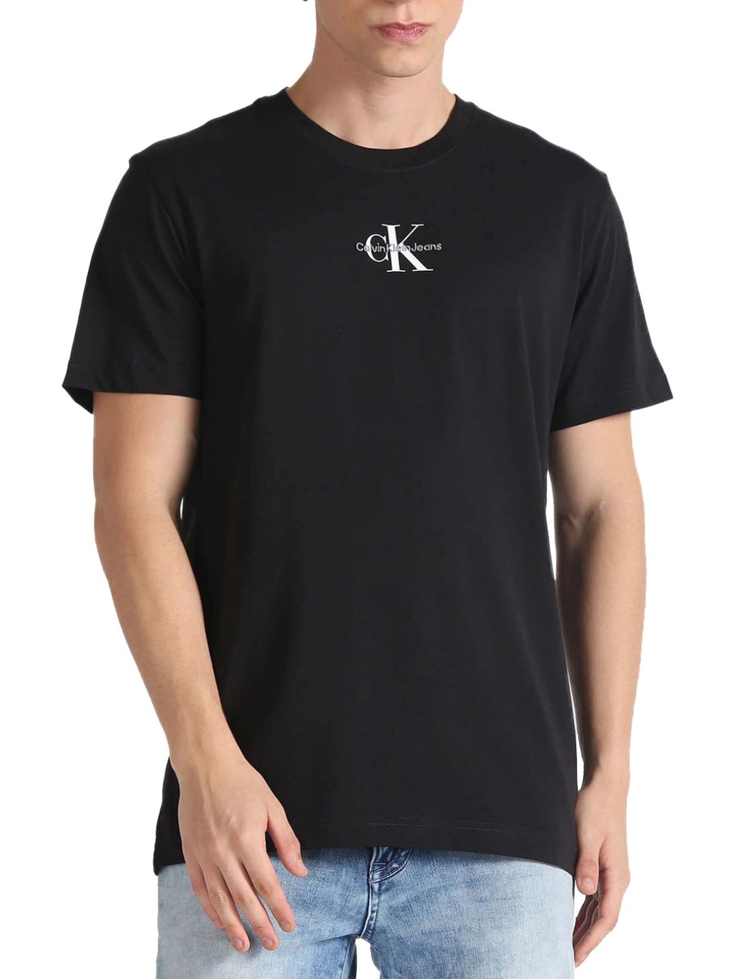 Buy Calvin Klein Jeans Black Cotton Regular Fit T-Shirt for Mens Online @  Tata CLiQ