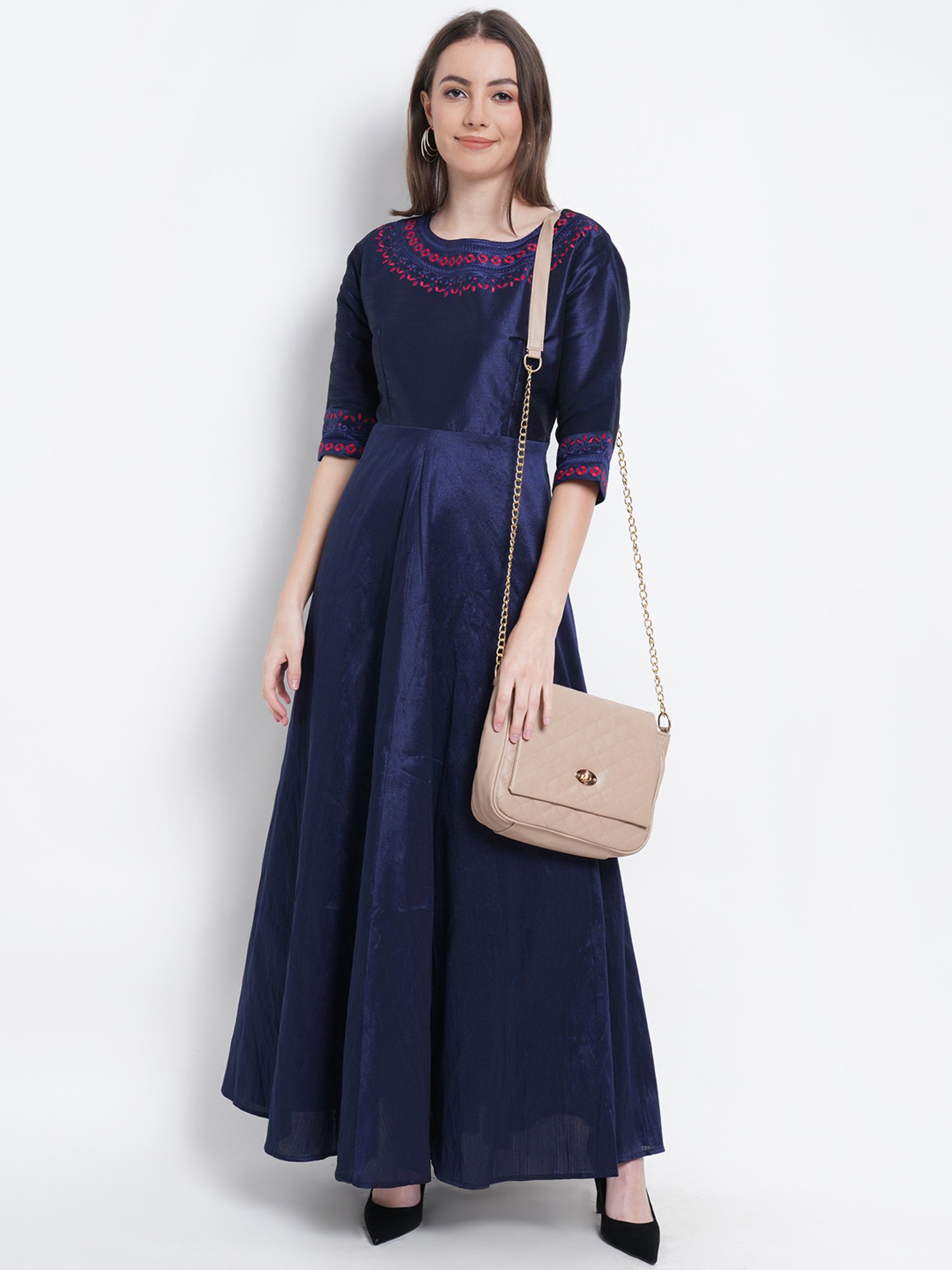Buy Purple State Navy Embroidered Gown for Women Online @ Tata CLiQ