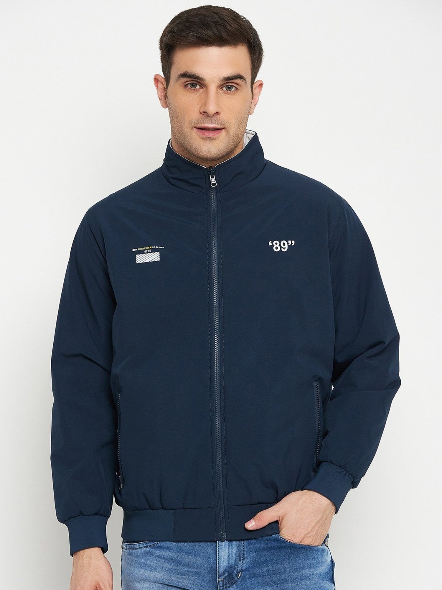 Buy Cantabil Navy Regular Fit Reversible Jackets for Mens Online