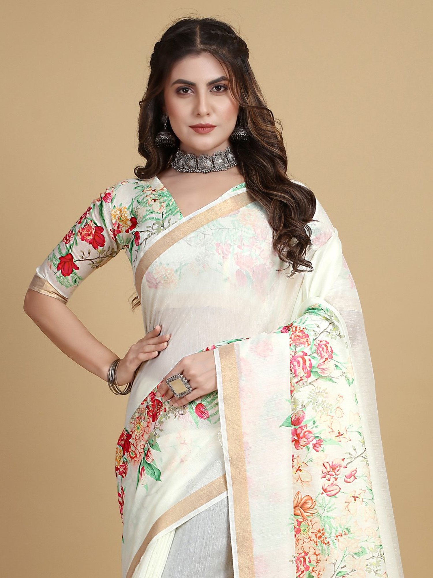 floral print saree blouse