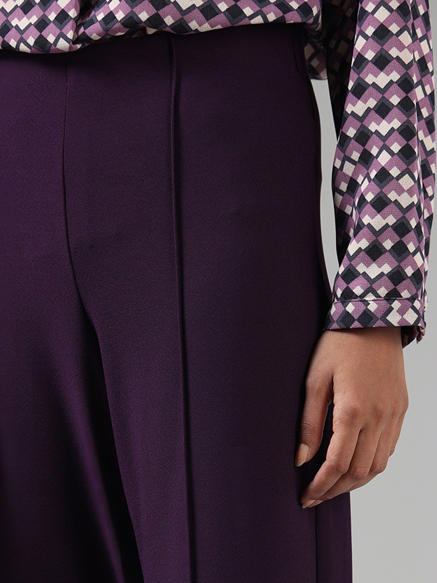 YOURS Plus Size Purple Wide Leg Trousers | Yours Clothing