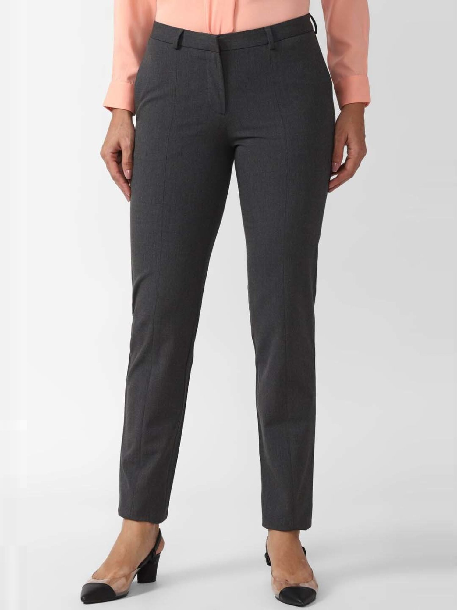 Black Mid Rise Formal Pants