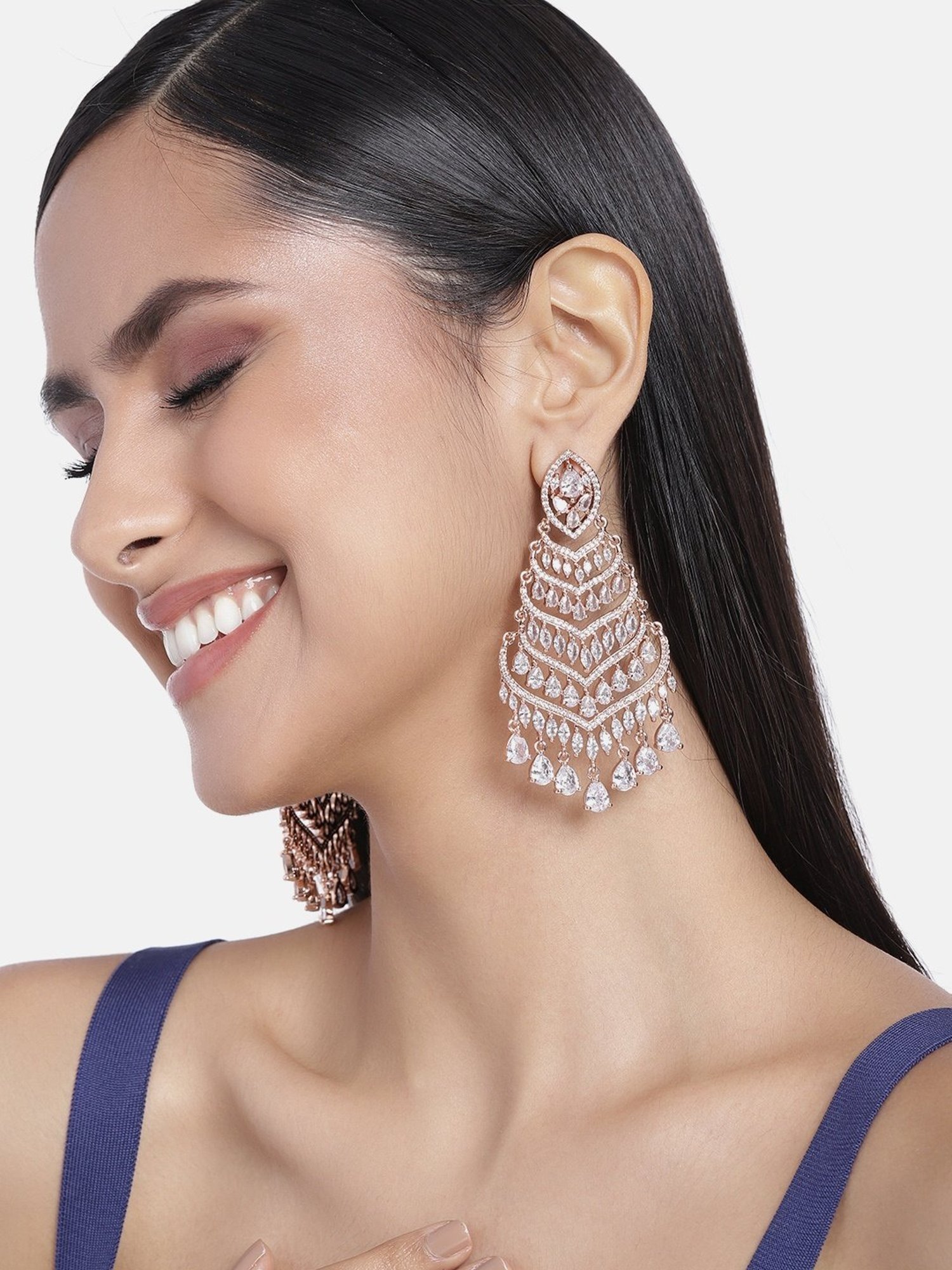 Buy Earrings with Dangling chandelier earrings with pearls. made in india.  brass made earrings Online In India At Discounted Prices