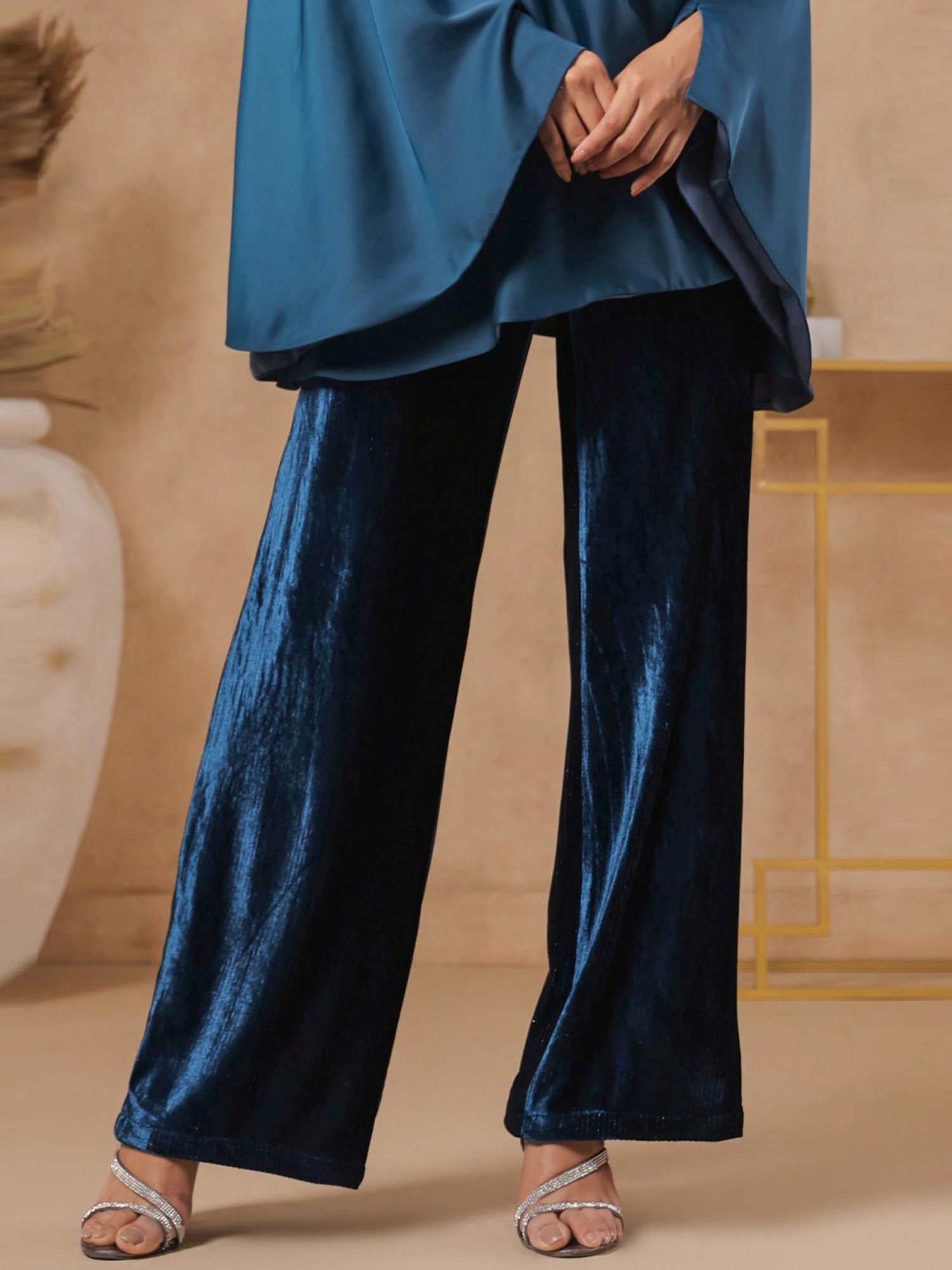 Buy Teal Sitara Celestial Straight Trouser for Women Online @ Tata