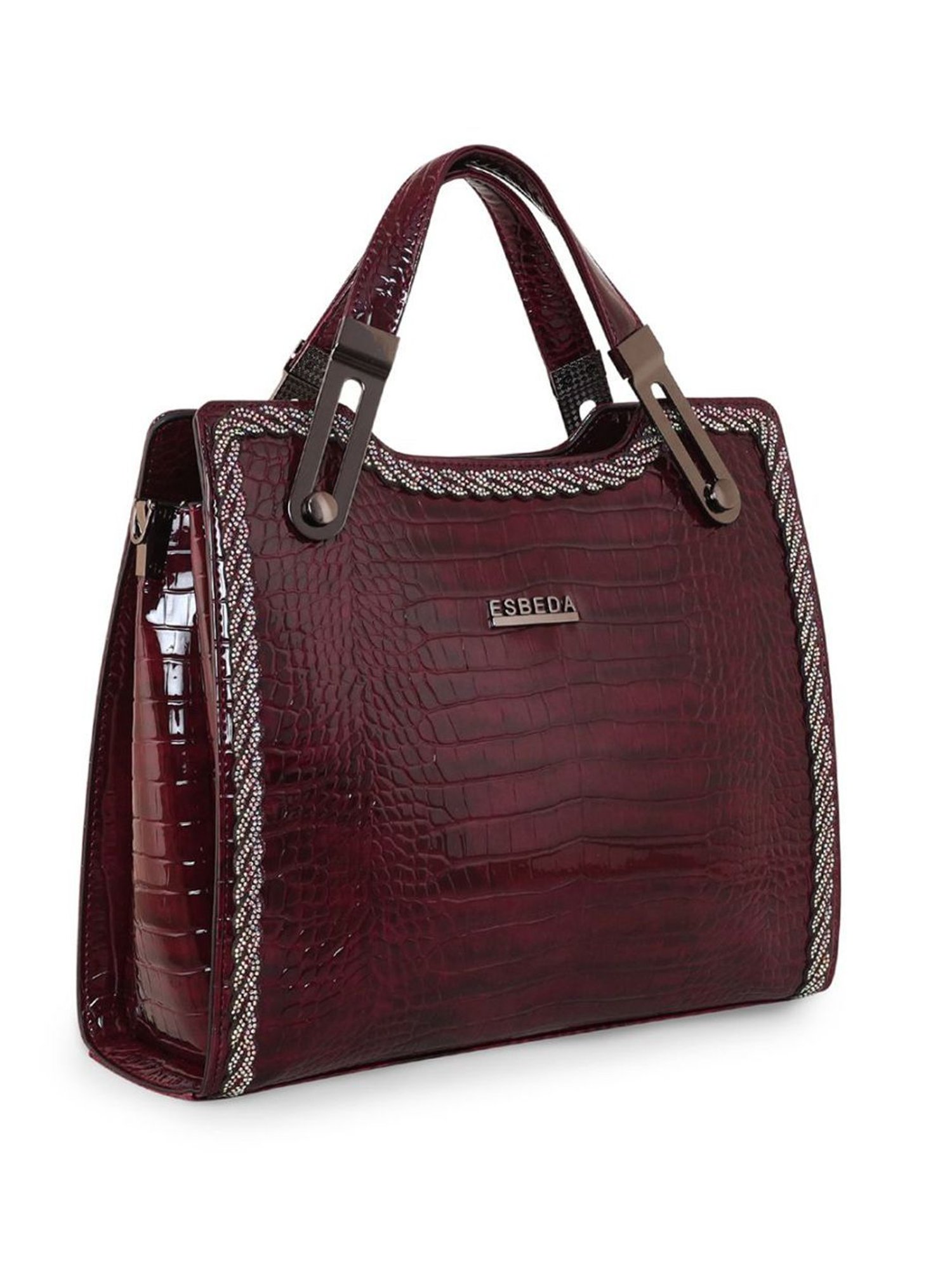 Buy ESBEDA Black Color Embossed Texture Small Handbag For Women (M) Online