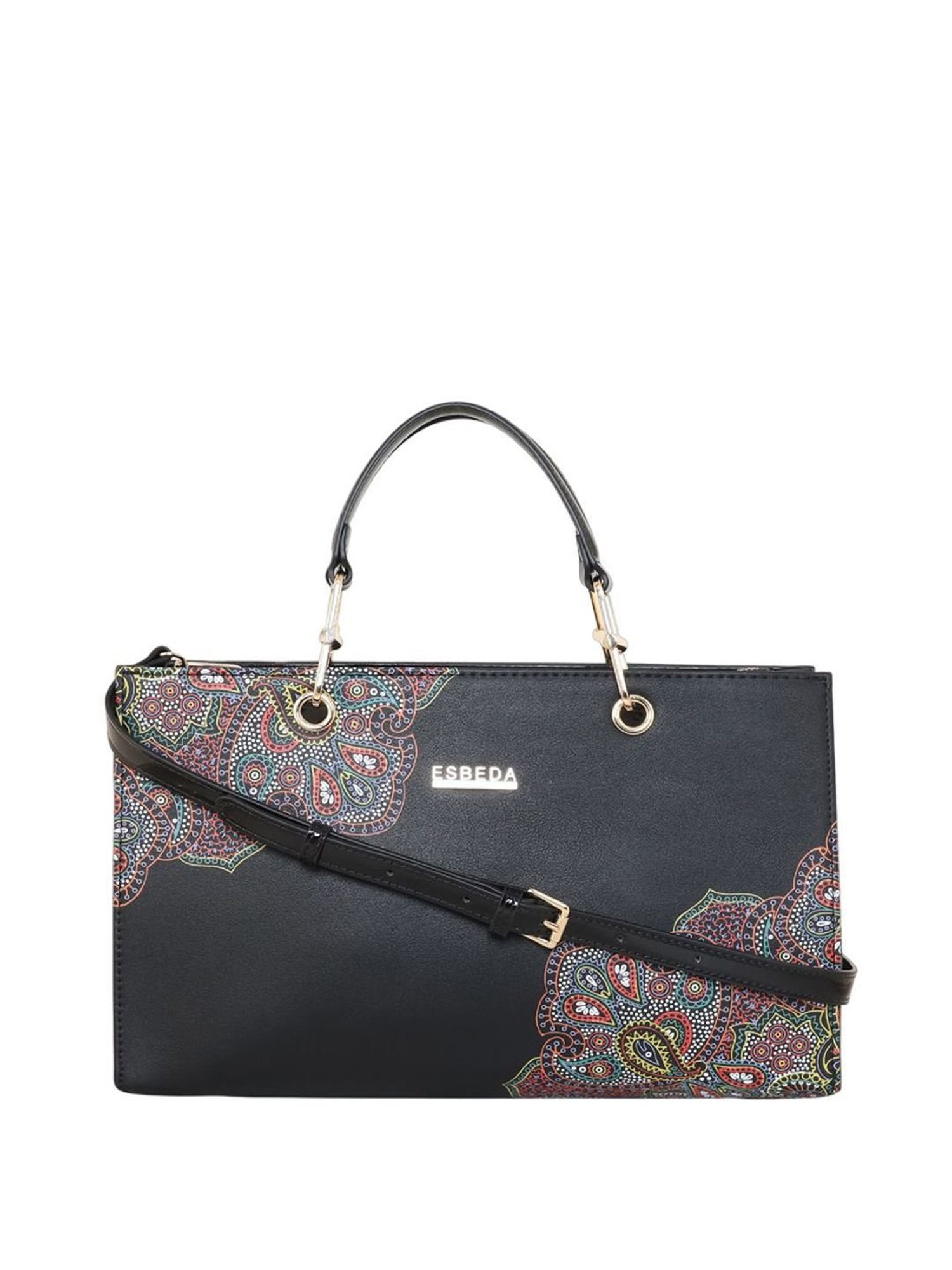 ESBEDA Black Color Glossy shell Lightweight Handbag For Women
