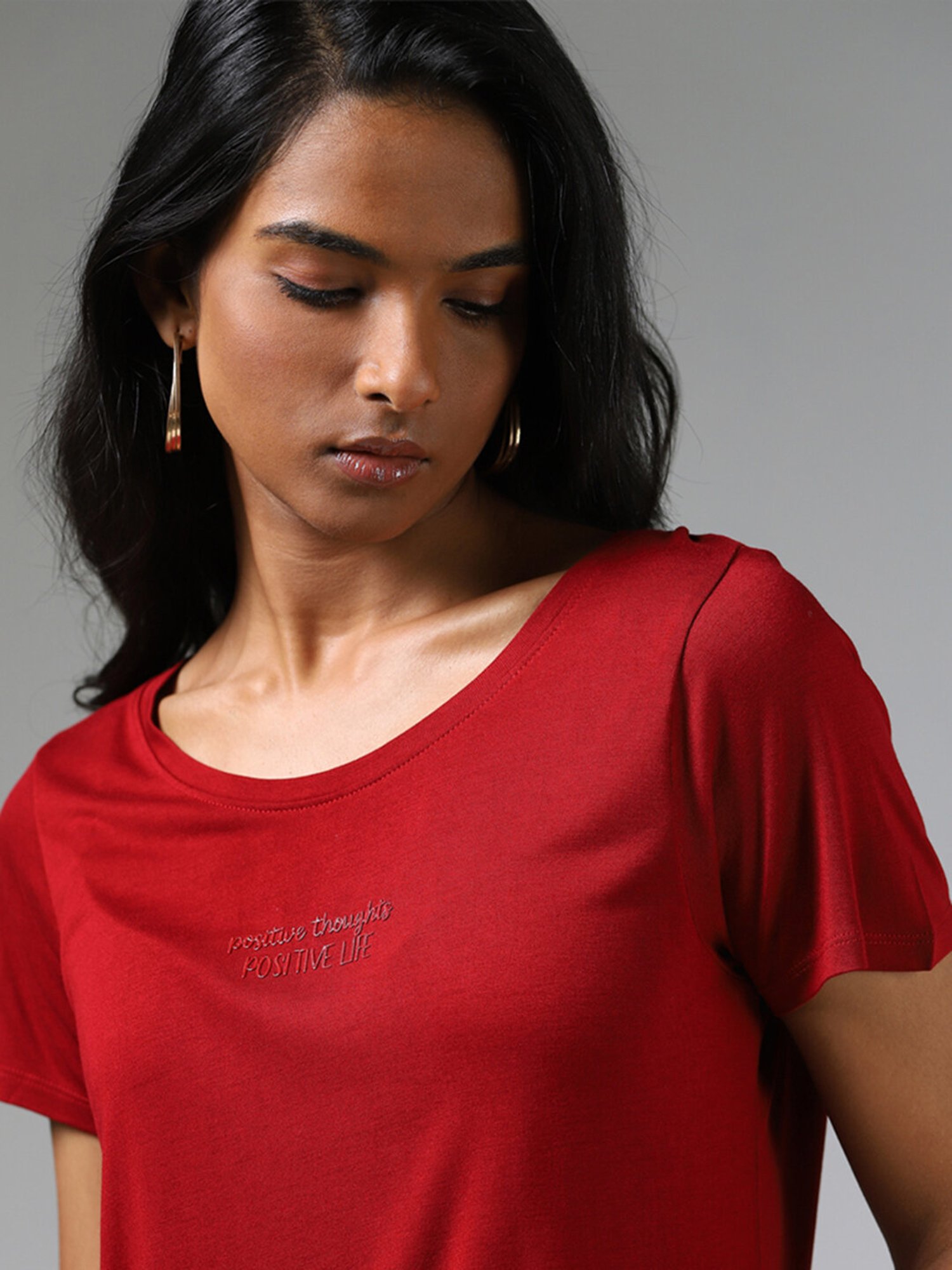 LOV by Westside Self Pattern Red Top
