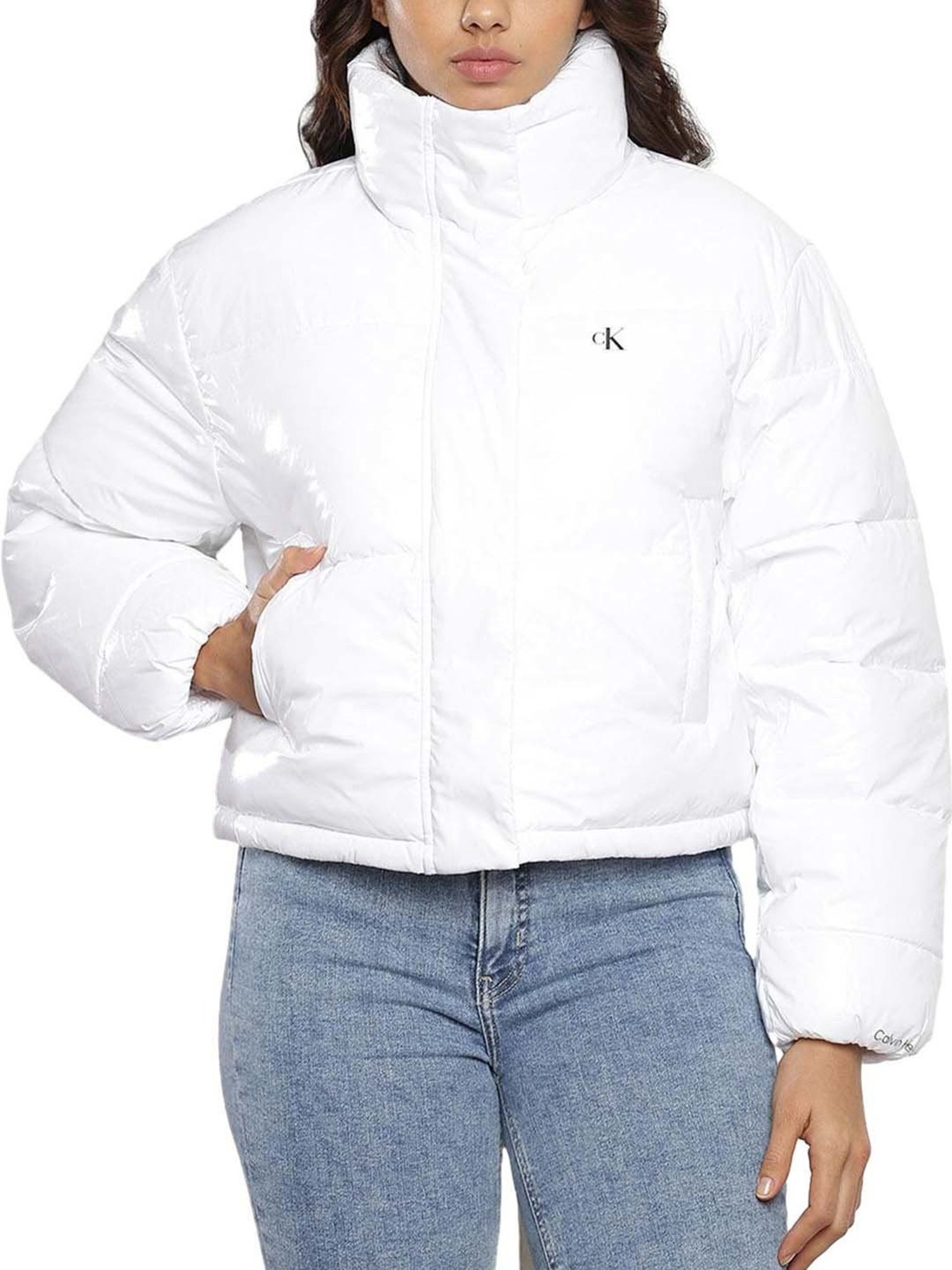 Bershka WEIGHT-PUFFER - Winter jacket - white - Zalando.de