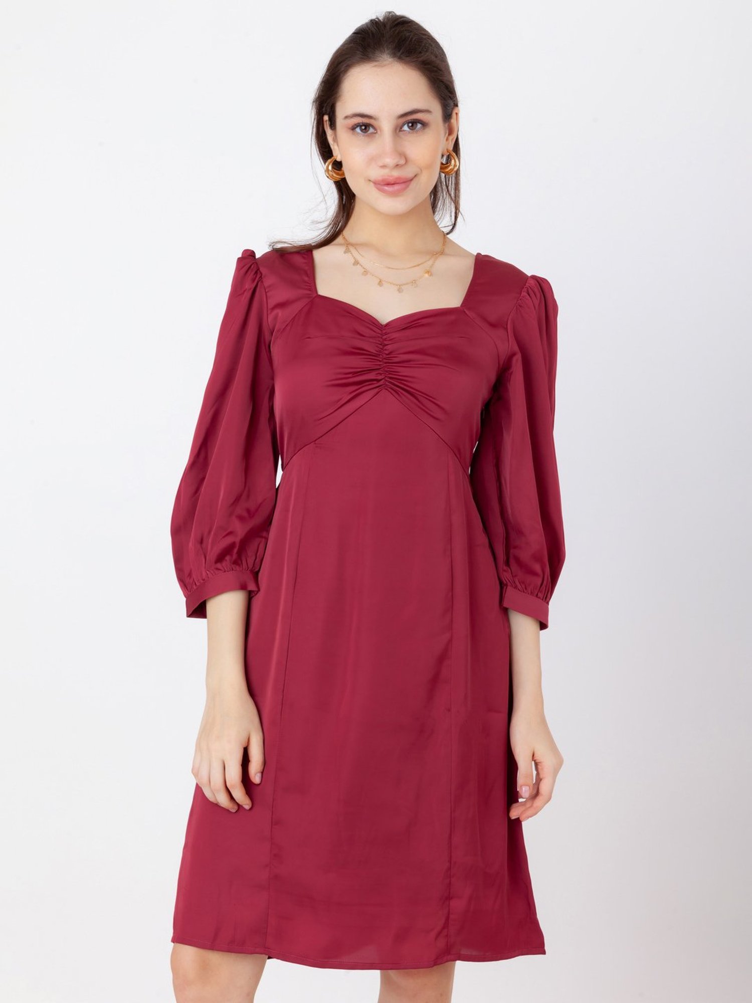 Buy Maroon Dresses for Women by Zink London Online | Ajio.com