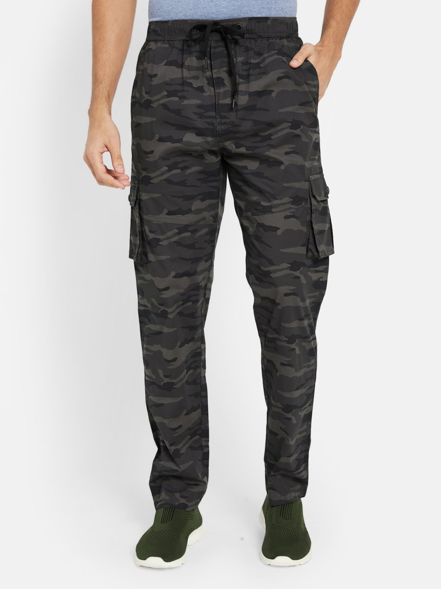 Buy IVOC Multicolor Regular Fit Camo Print Cotton Jogger Pants for