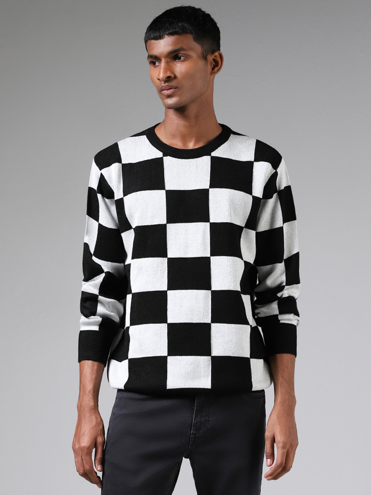 Checkered sales sweater mens